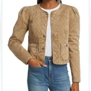 Veronica Beard Tan Quilted Utility Jacket